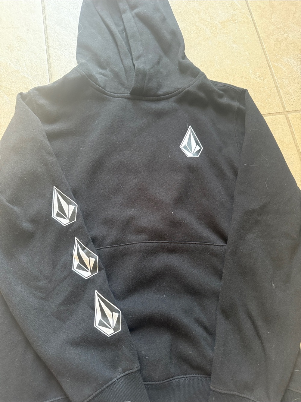 Volcom Black Pullover Hoodie with White Logo Accents